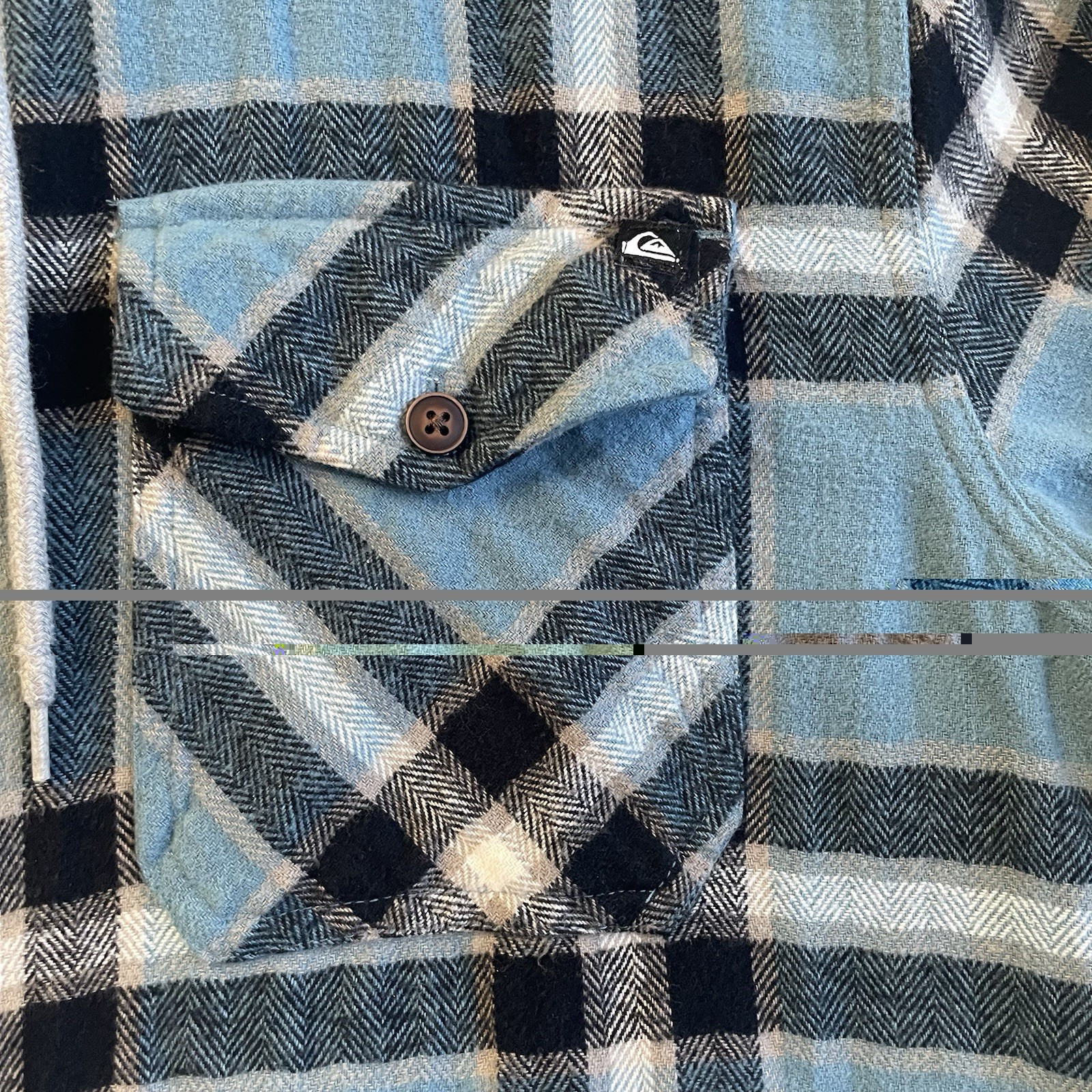 Quiksilver Hooded Flannel Shacket Mens XL Blue Big Plaid Midweight Skate