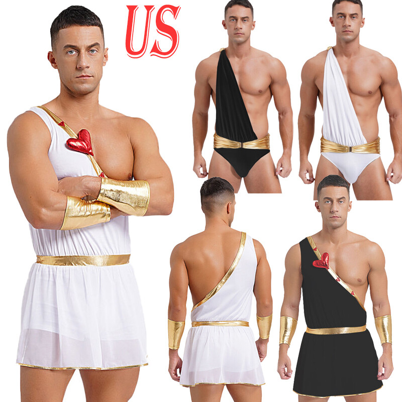 US Mens Cupid Costume Halloween Cosplay Ancient Greek Roman God of Love Dress Up