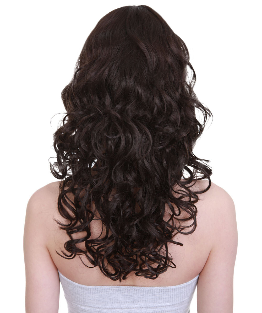 Women Long Curly Glamour Party Event Cosplay Bright black Wig HW-656 (Adult)