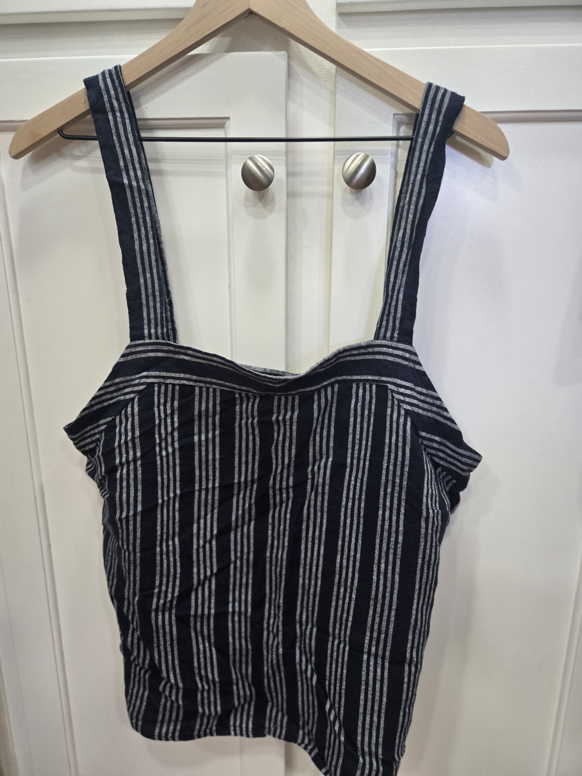 Loft Linen Tank Top Navy with White Stripes, Broad Straps – Adjustable