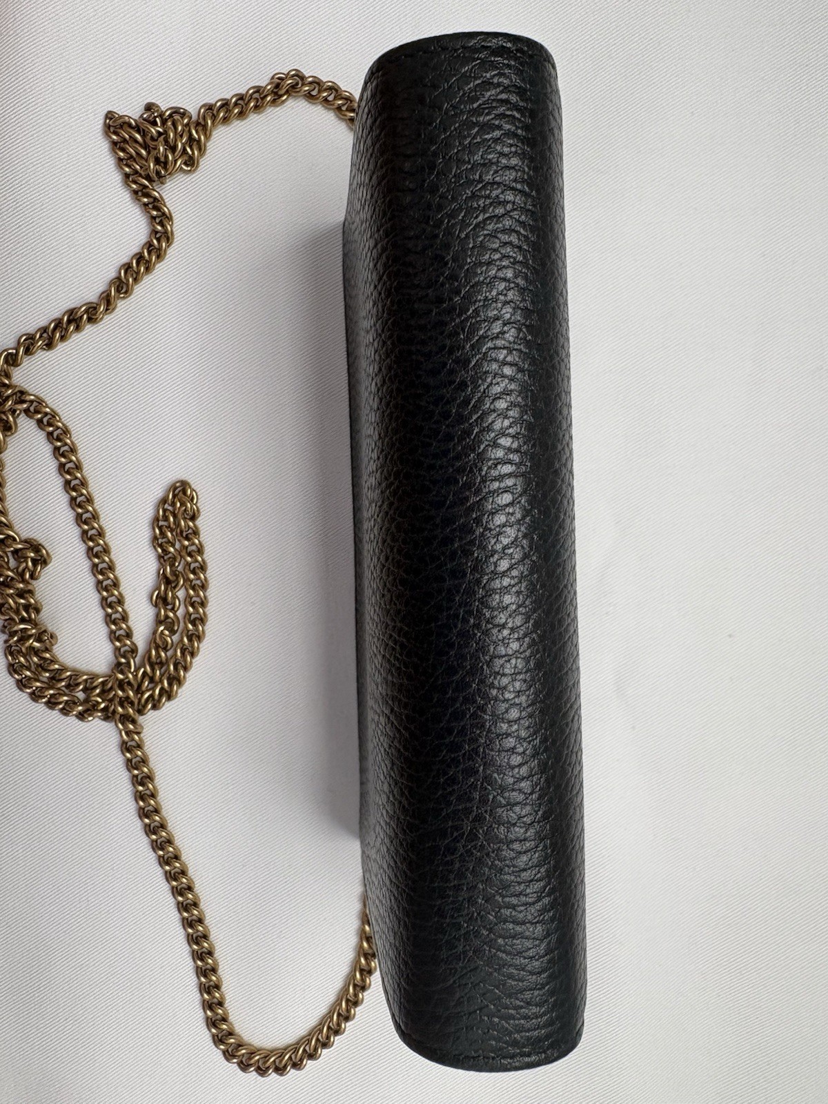 Gucci Marmont Bow Black Leather Clutch Wallet On Chain Gold GG Crossbody Bag