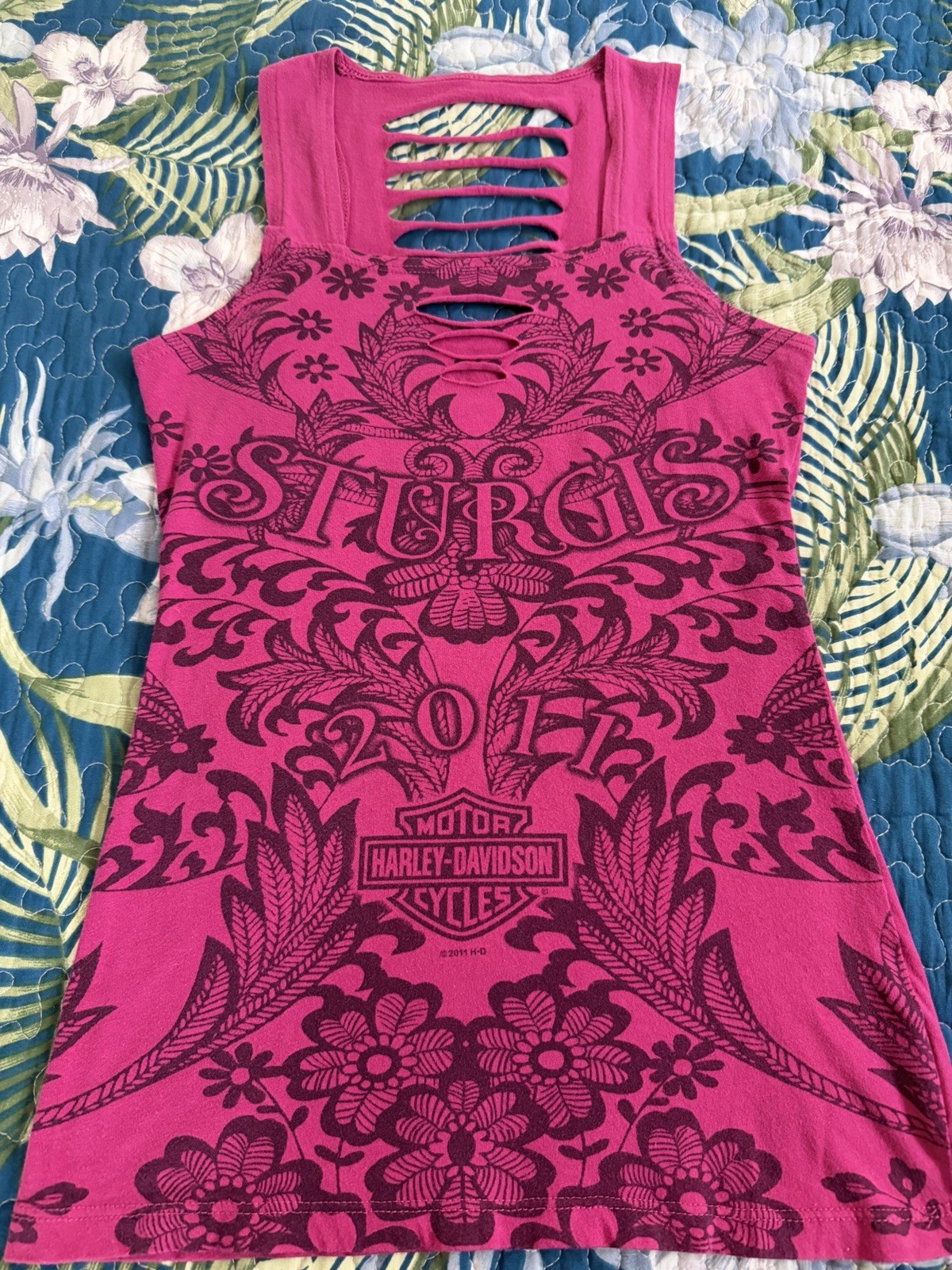Harley-Davidson Sturgis Pink Cutout Sleeveless Tank Top ~Made in USA~ Size S – M