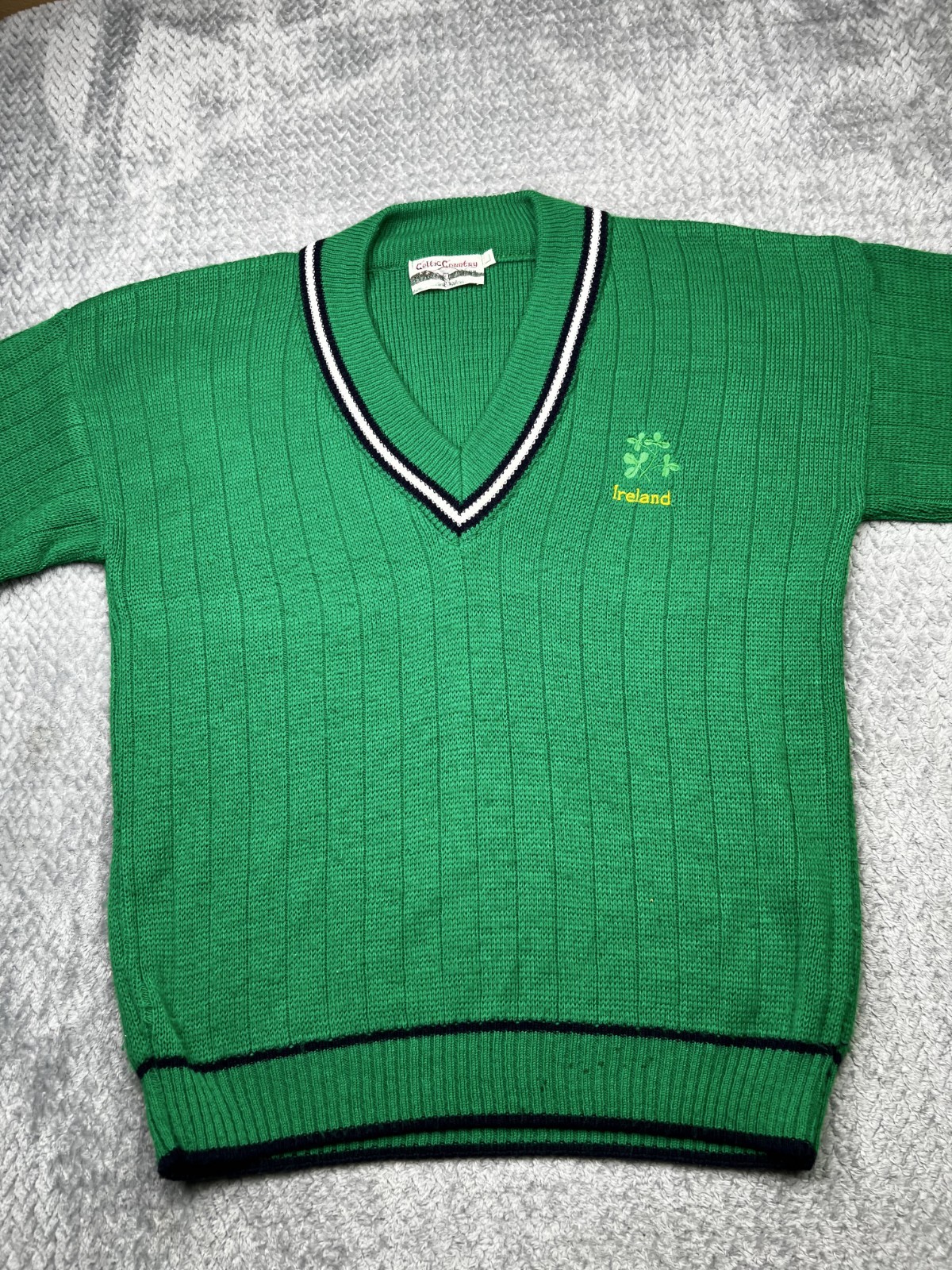 VTG Celtic Country Golf Sweater Mens L Green Irish Grandpacore Ribbed Pullover