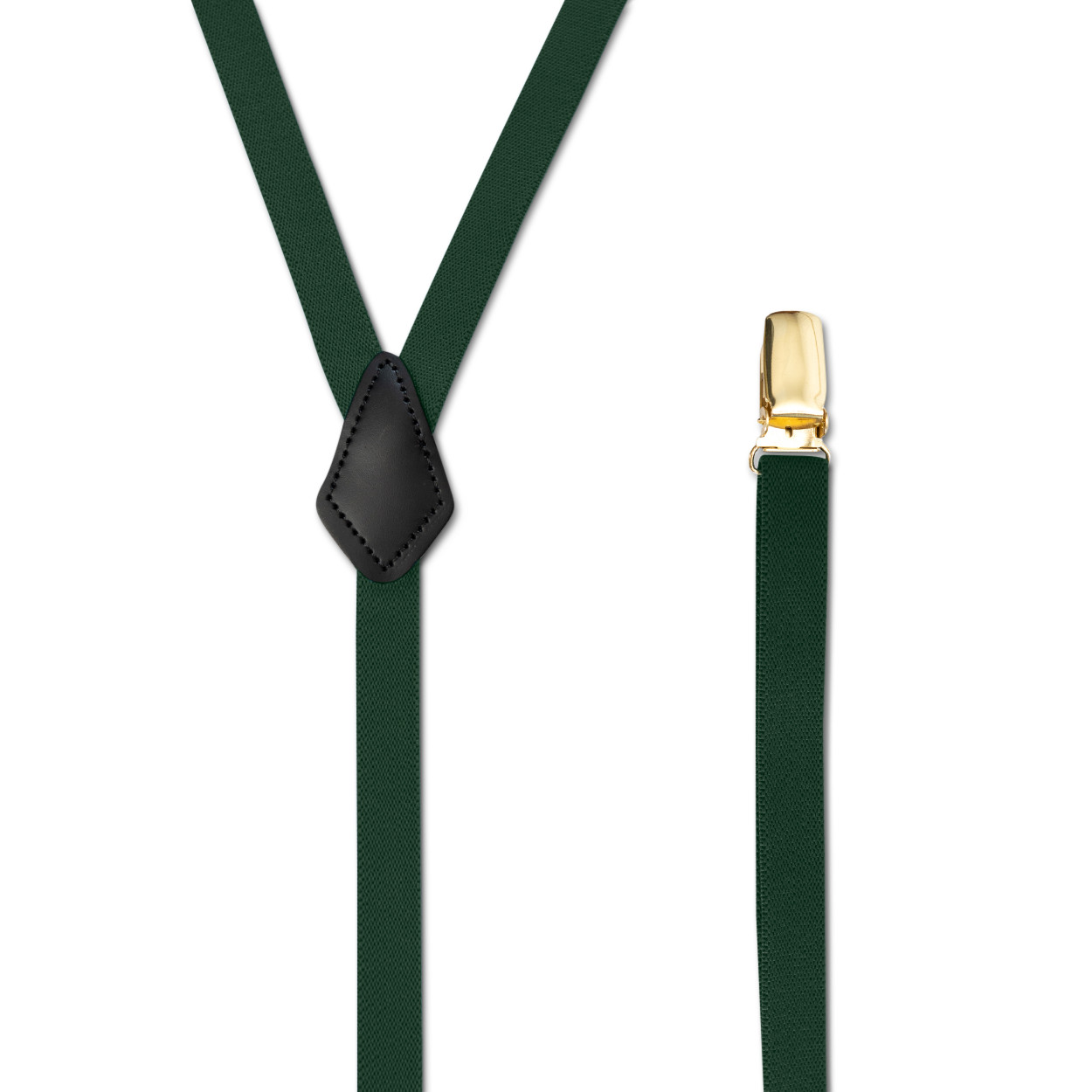 Men’s Goldtone Metal Suspenders with Clip On, Y Style & Leather Patch, USA Made