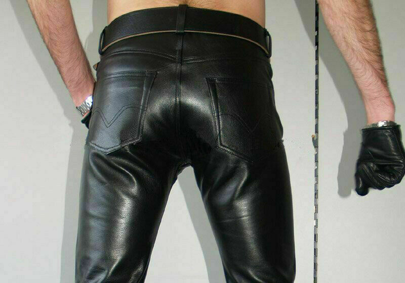 Men’s Black Genuine Lambskin Real Leather Casual Jeans Biker Leather Pant