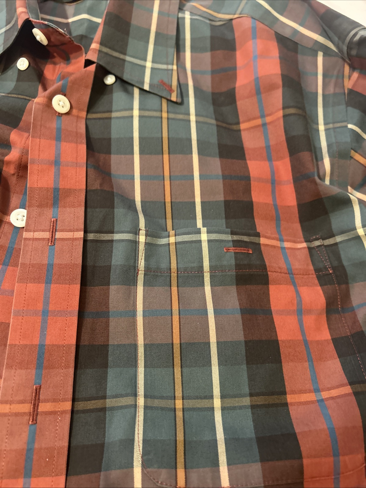 Orvis Men’s Check 100% Cotton Barrel Cuff Dress Shirt Size Large Multicolor