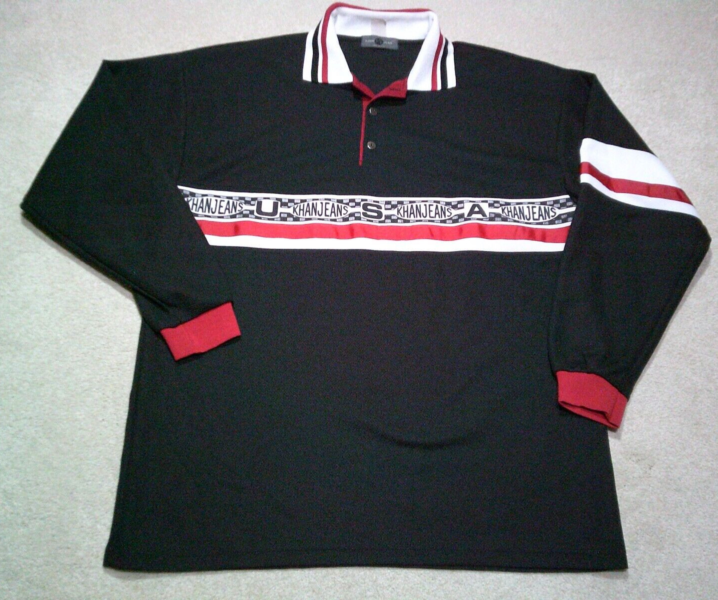 Vintage Khan Jeans Polo Shirt Mens Large 90s Baggy Hip Hop