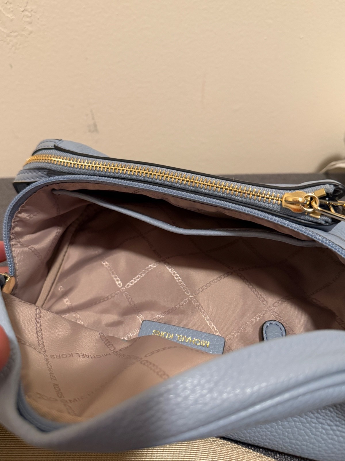 Michael Kors Slater Powder Blue Pebbled Leather Belt Bag Fanny Pack