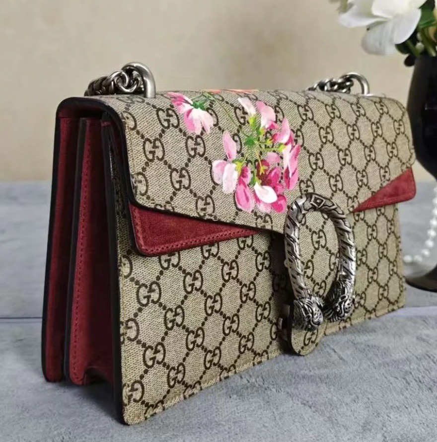Authentic Gucci Dionysus Blooms Chain Strap Shoulder Bag Silver Hardware