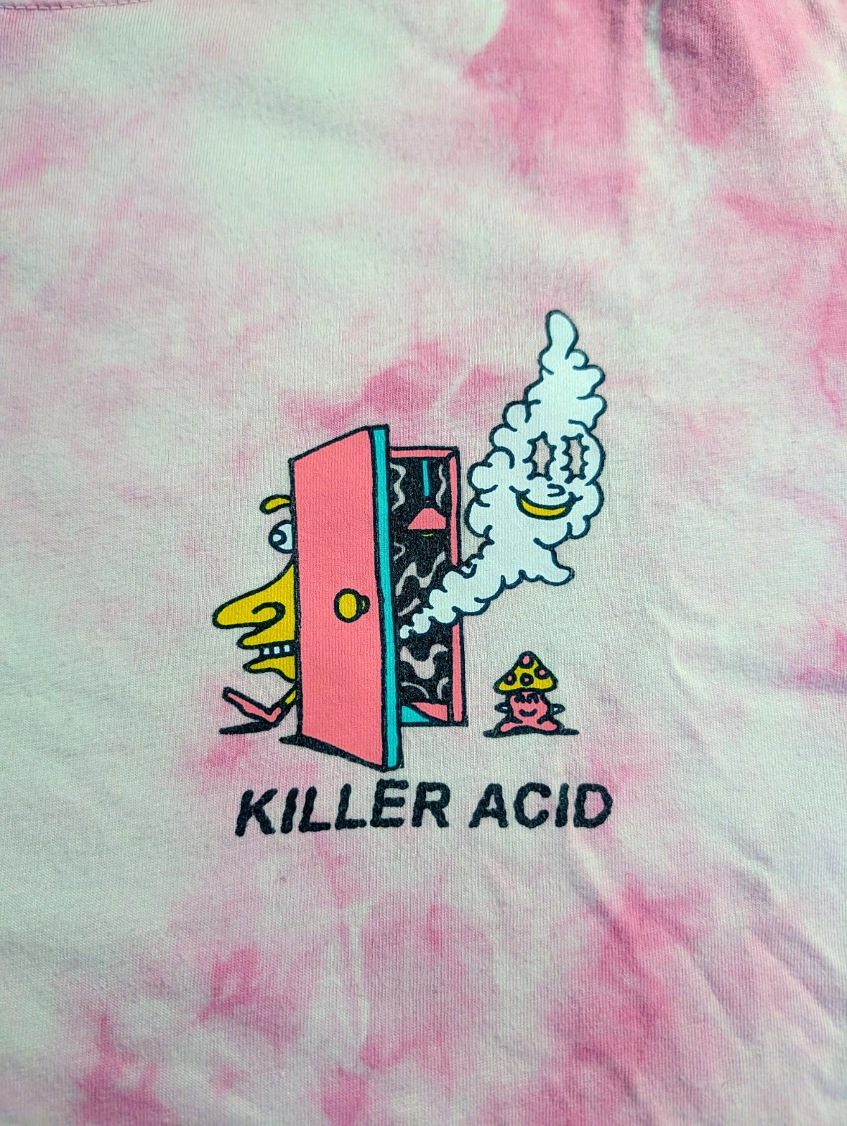 Killer Acid Limited Edition Pink Tie Dye Graphic Art T Shirt Large Psychedelic