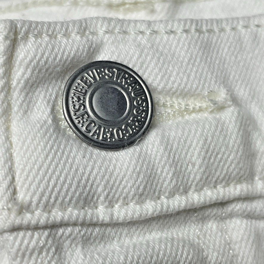 Levi’s Women’s W31 White Denim Cutoff Shorts Raw Hem Stretch Festival
