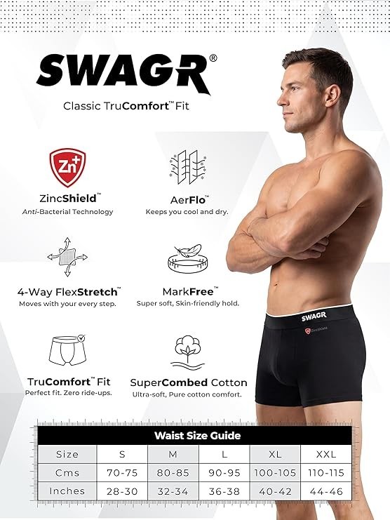 5 Pack Men’s Super Combed Cotton Underwear Trunks | Classic TruComfort Fit