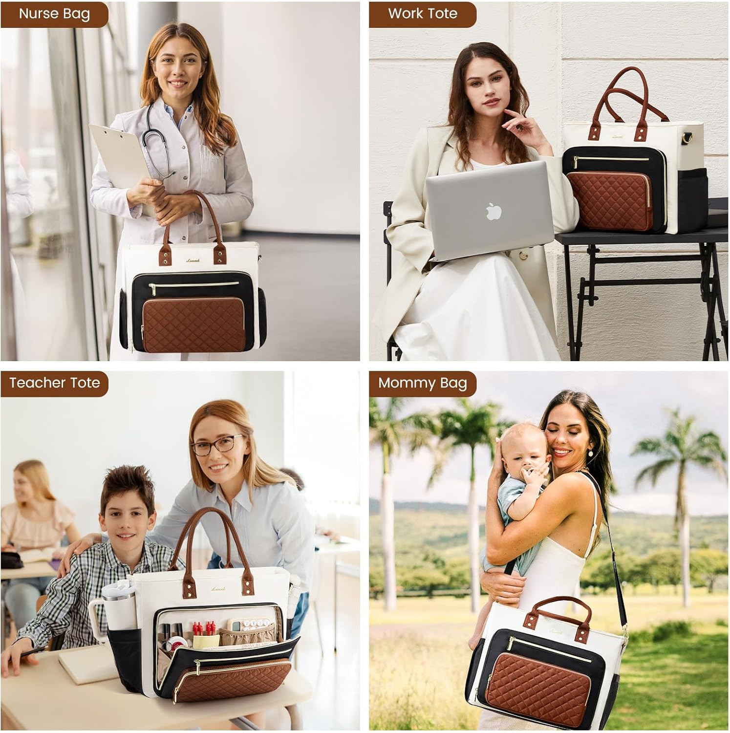 Teacher Tote Bag for Women Work, Laptop Bag with Large Cup Holder, Nurse Bags Pr