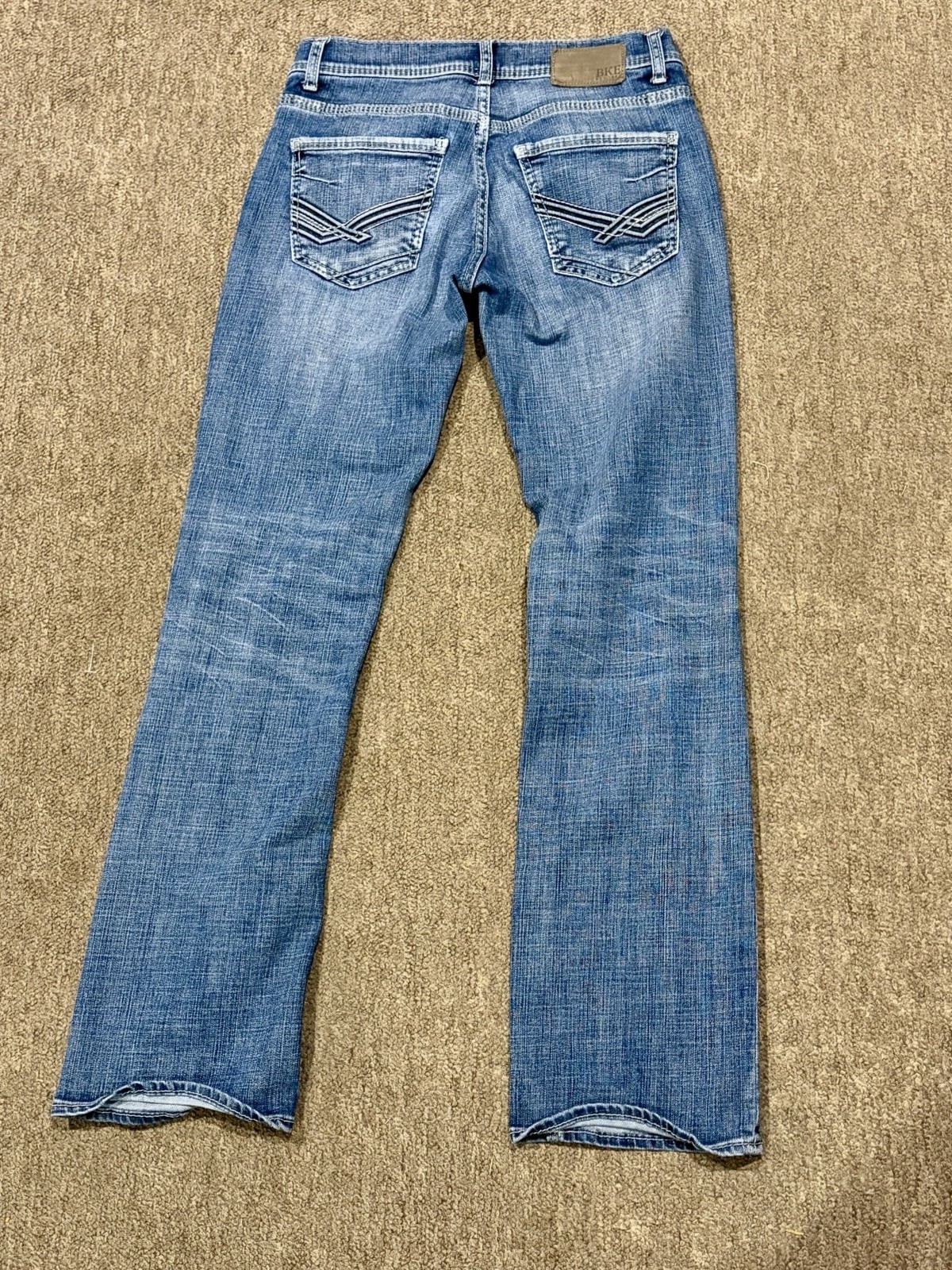 BKE Aiden Jeans Straight Leg Medium Blue Wash 29×32 Thick Stitching Stretch
