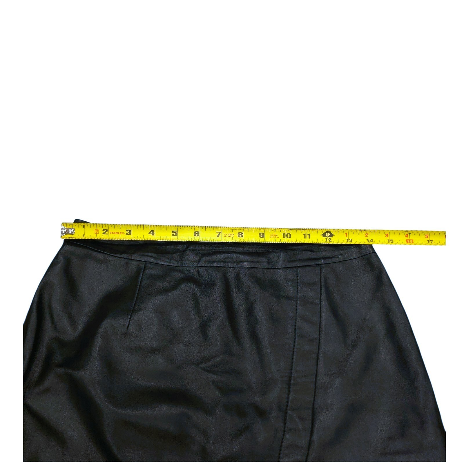 Halogen Leather Pencil Skirt Above-the-Knee with Diagonal Front Seam EUC Size 4