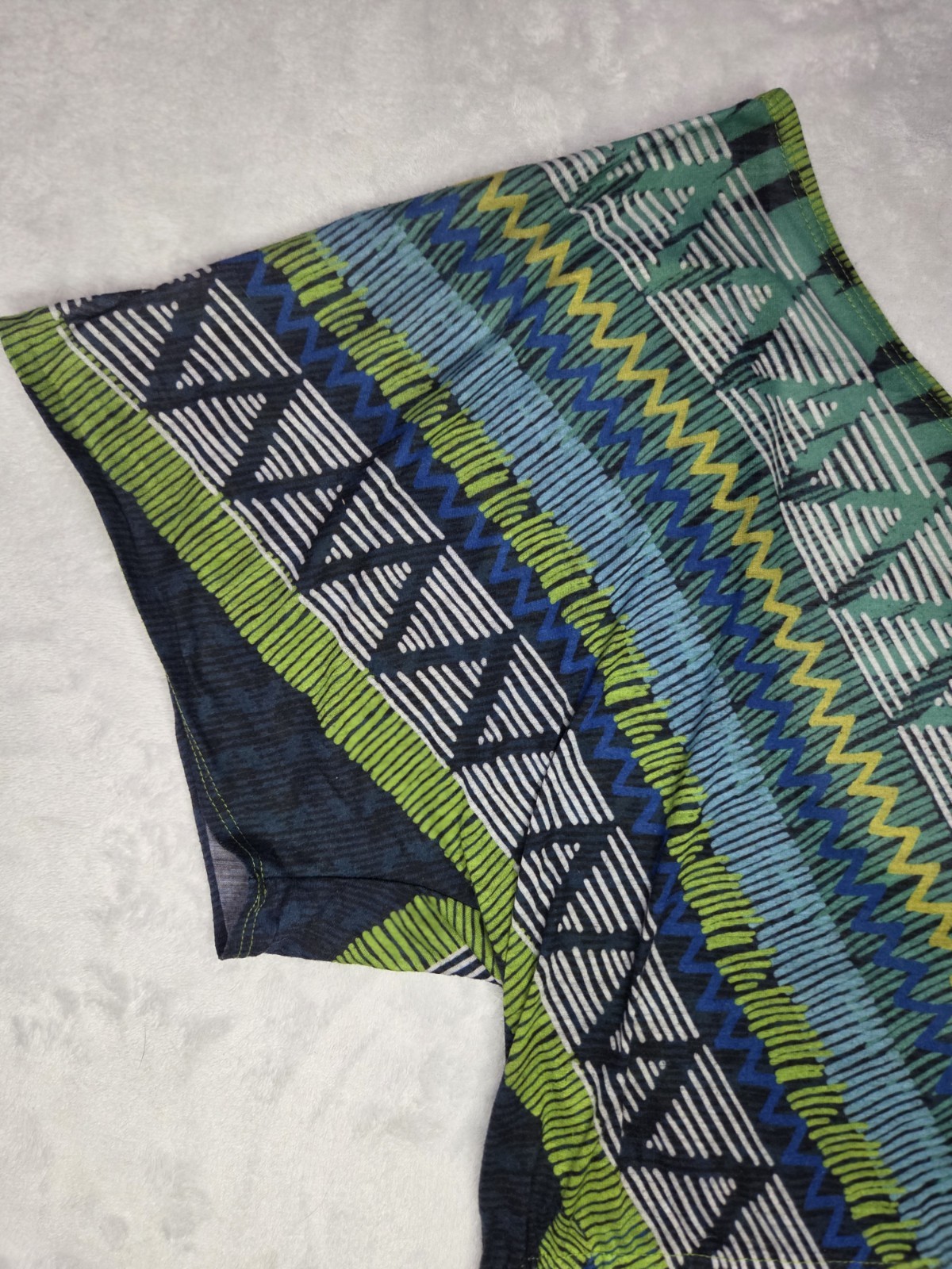 prAna Saida Kaftan Tunic Cover Up Green Teal Aztec Geometric Tissue Jersey S