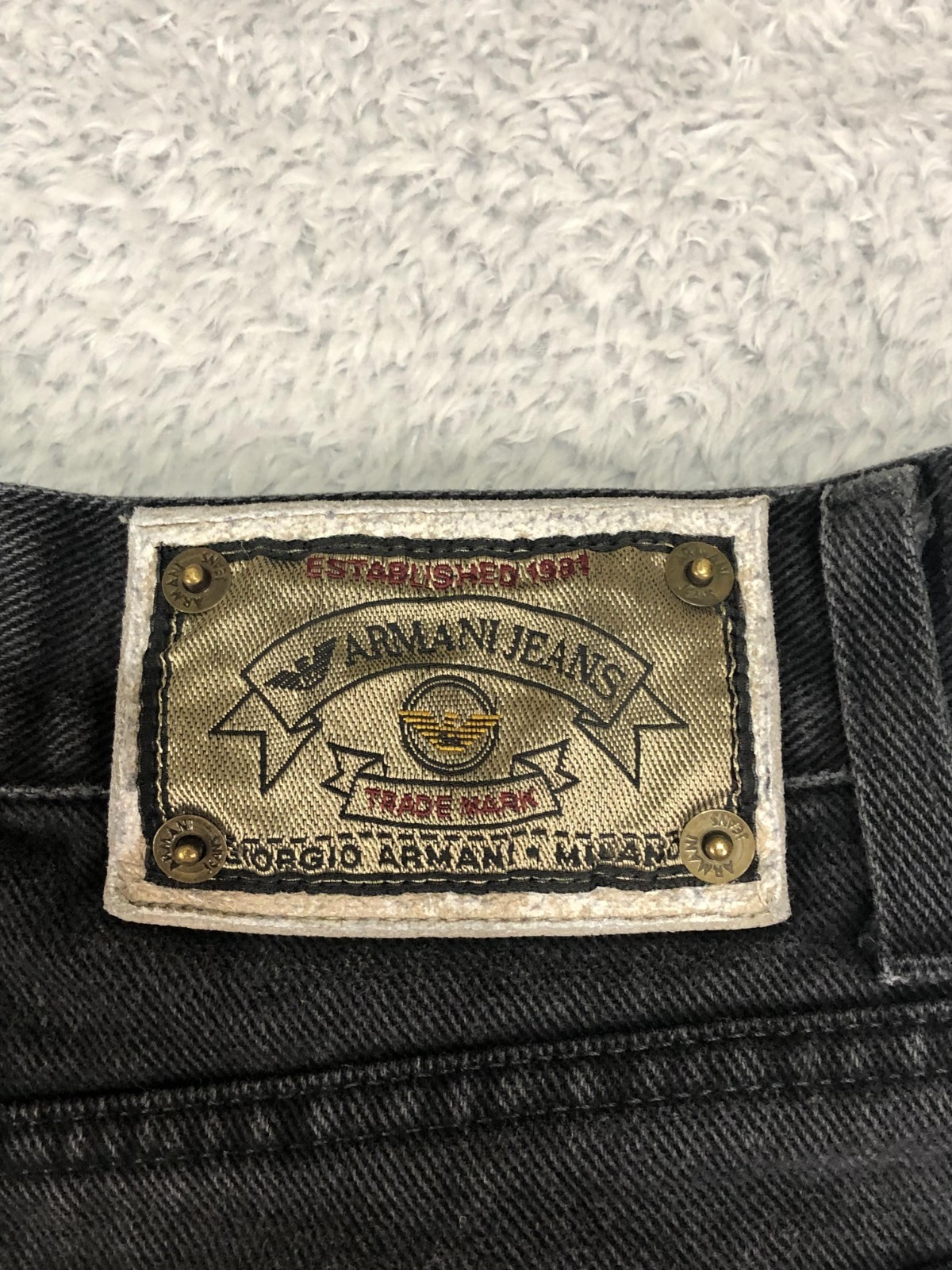Armani Jeans Men 29×27 (Tag 31) Vintage Eco Stone Tapered Black Distressed *Flaw