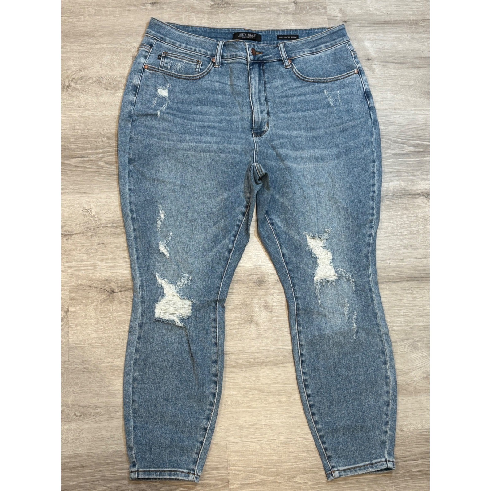 Judy Blue Control Top Skinny Jeans Distressed Denim Size 20W