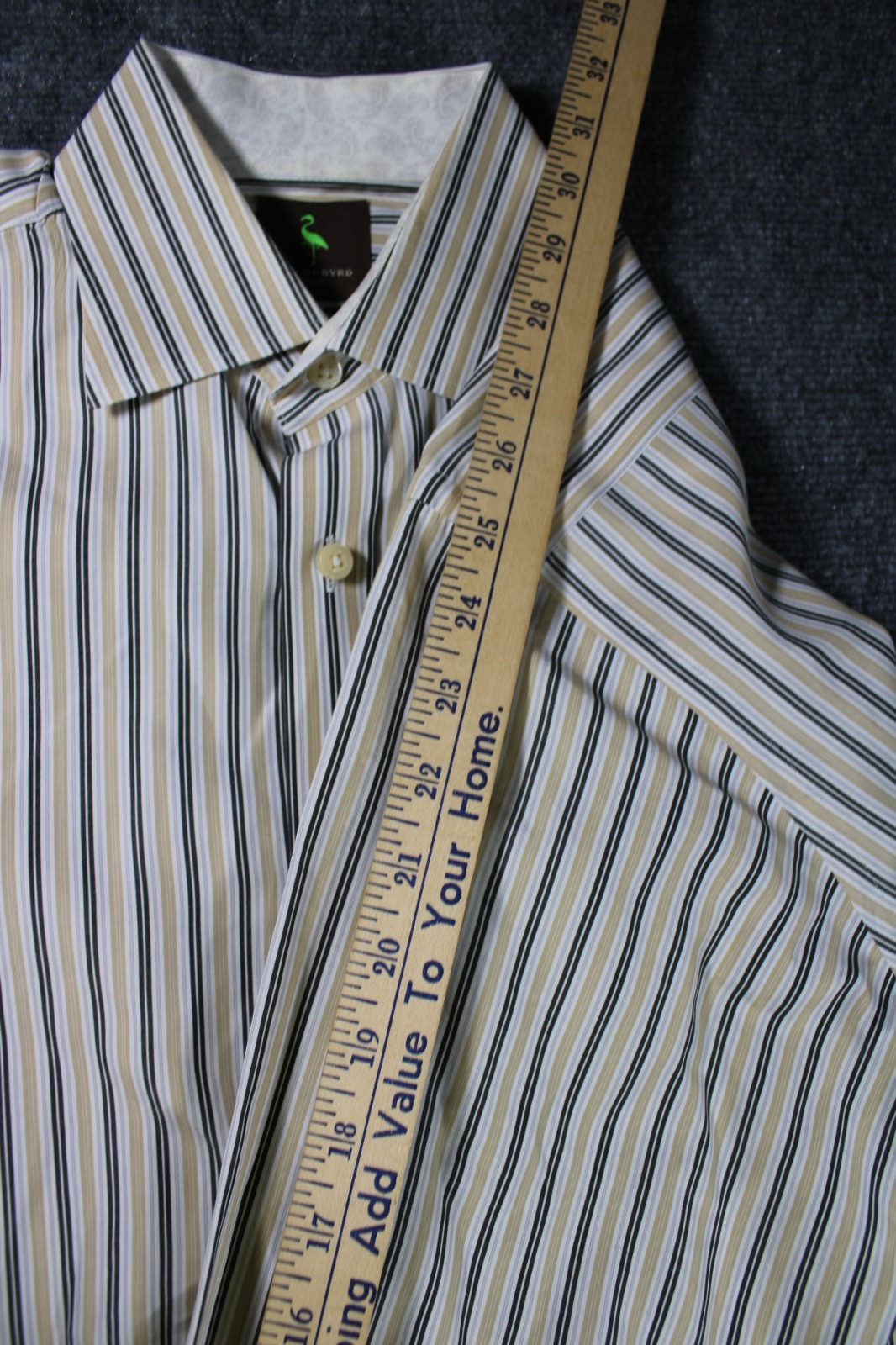 TailorByrd Men’s Medium White Striped 100% Cotton Button Down Shirt Lightweight