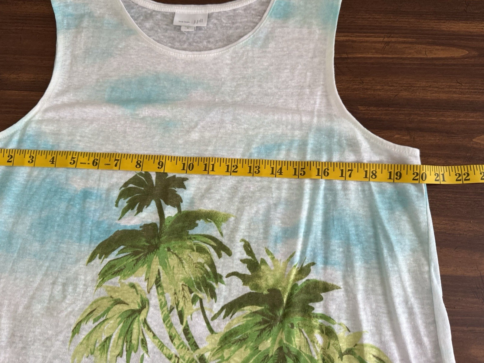 J.Jill 100% Linen Sleeveless Beach Scene Tank Size Medium
