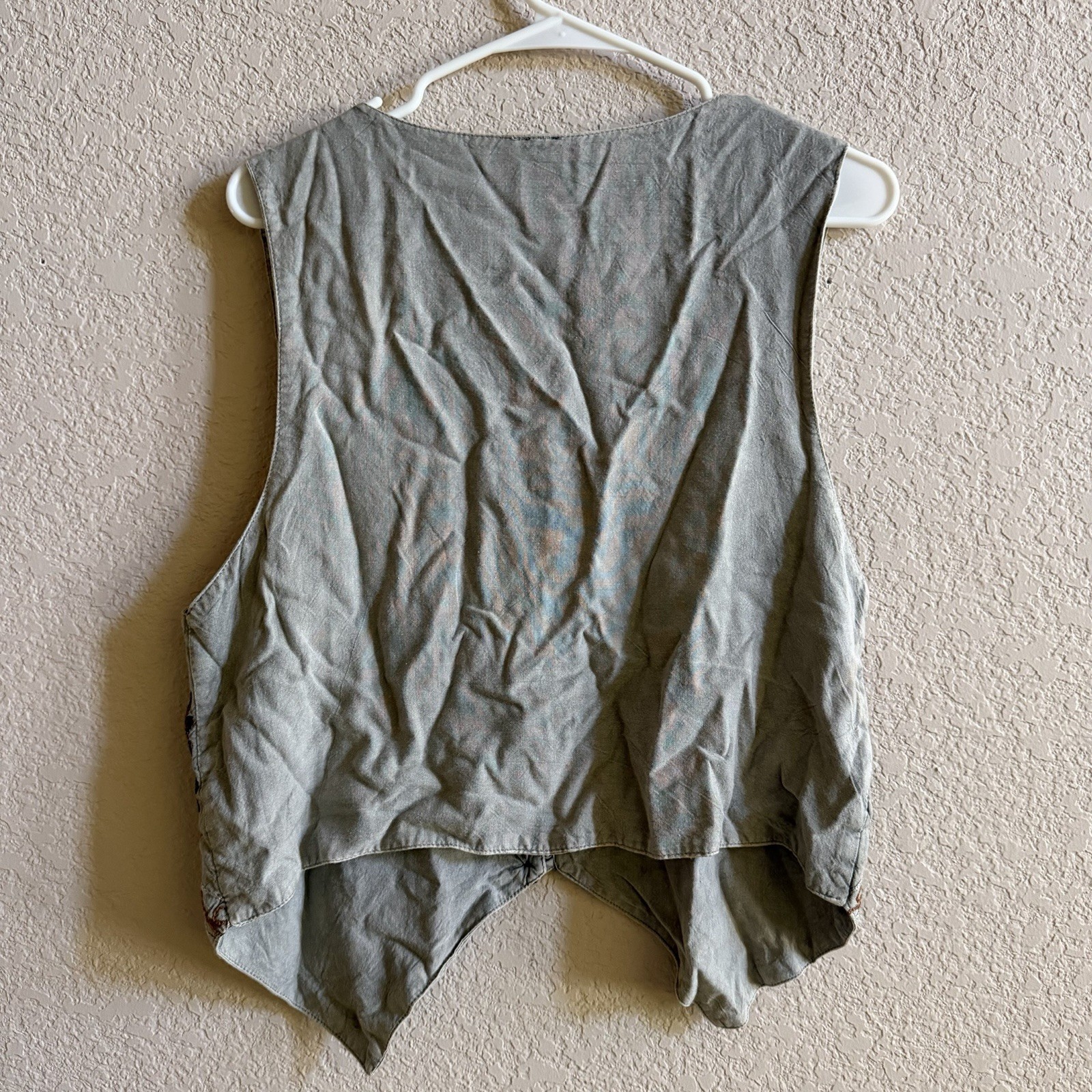 Sacred Threads Grey Floral Embroidered Vest Button Up One Size Boho Ren Faire