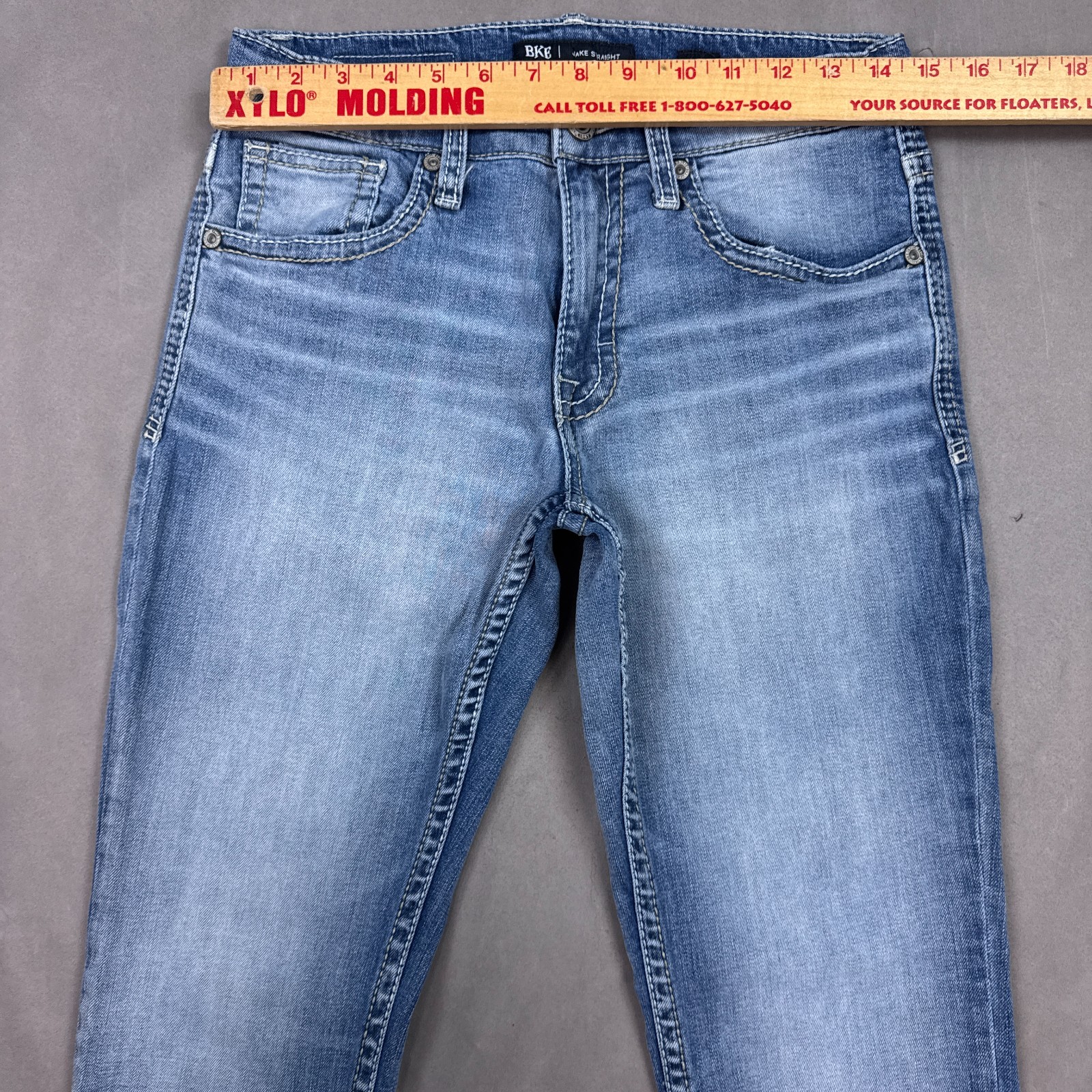 BKE Buckle Jeans Mens 30×32 Blue Jake Denim Pants Washout Faded Stretch Straight