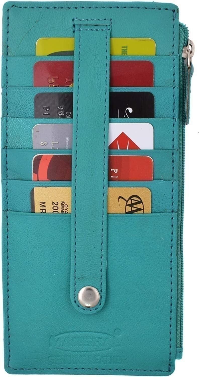 Cavelio Leather Thin Vertical Stacker Card Case Wallet with ID Window