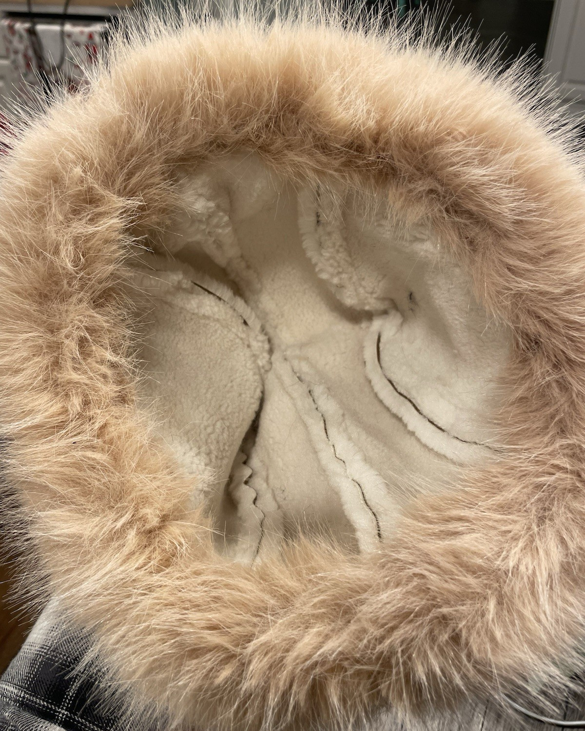 Faux Leather Roller Hat with Faux Fur Trim