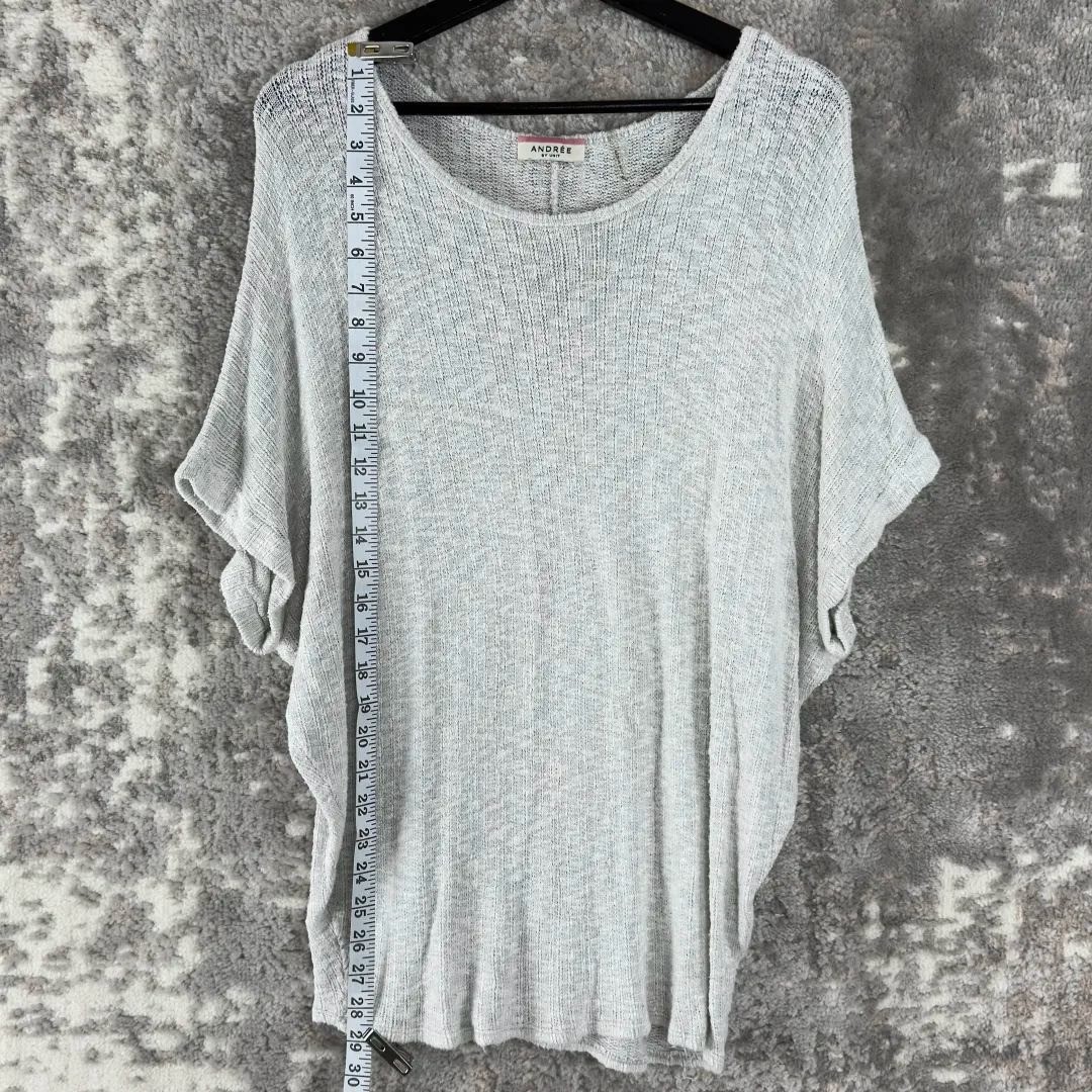 Andree By Unit Size OS Batwing Dolman Knit Sweater Top Gray Short Sleeve Womens