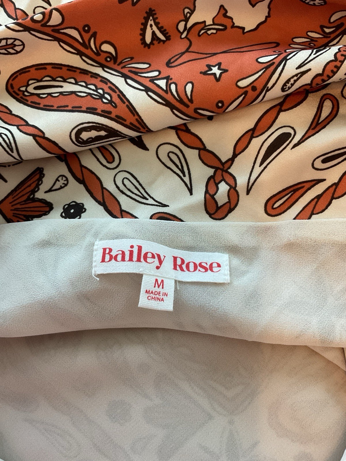 NWT Bailey Rose Paisley Horse Print Open Back Long Sleeve Mini Dress M