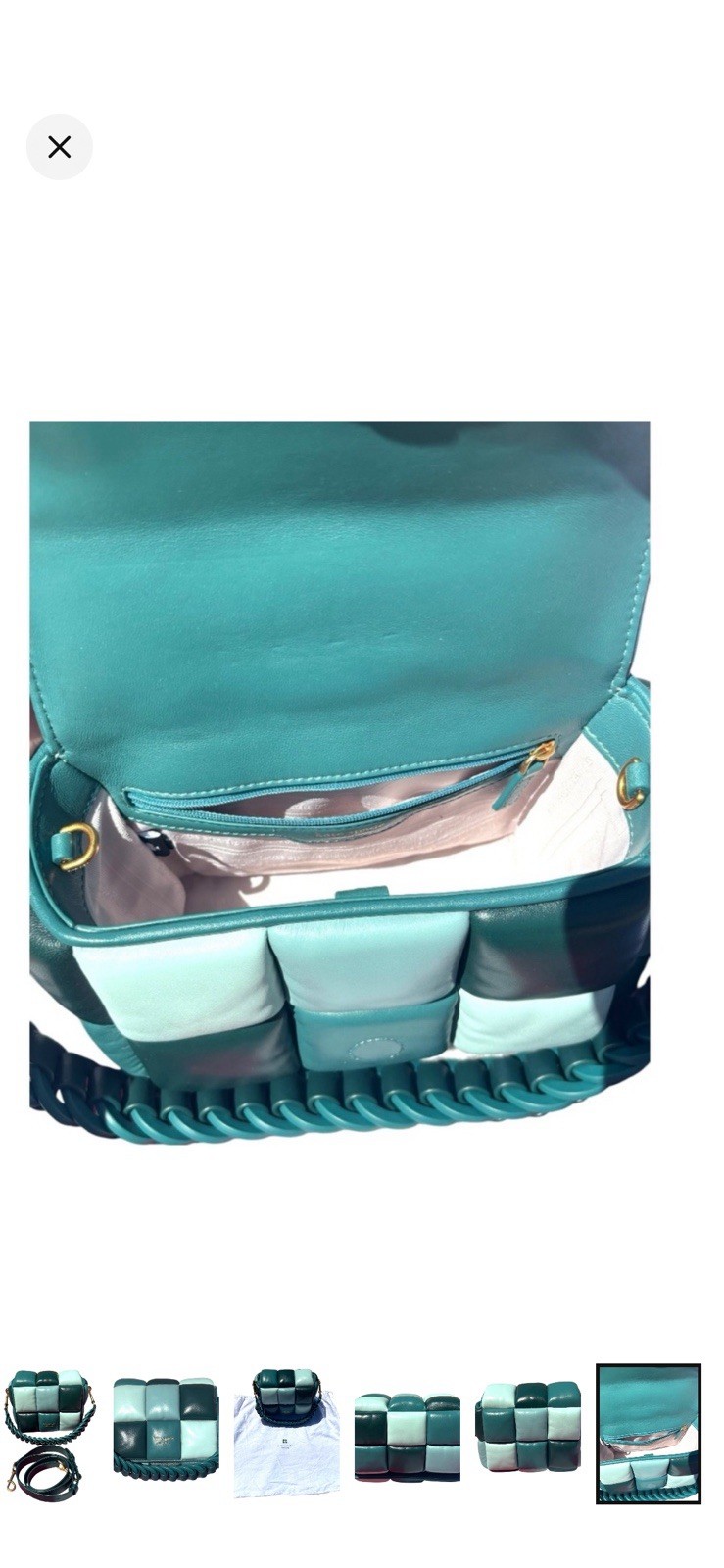 kate spade new york Green Colorblock Padded Shoulder Bag Detachable Strap