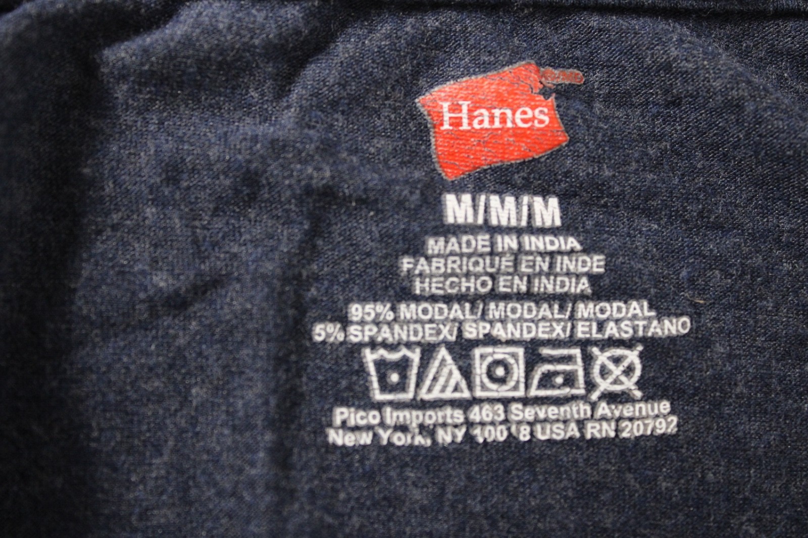 Hanes Blue T-shirt Medium M Super Soft 95% Modal Viscose 5% Spandex Undershirt