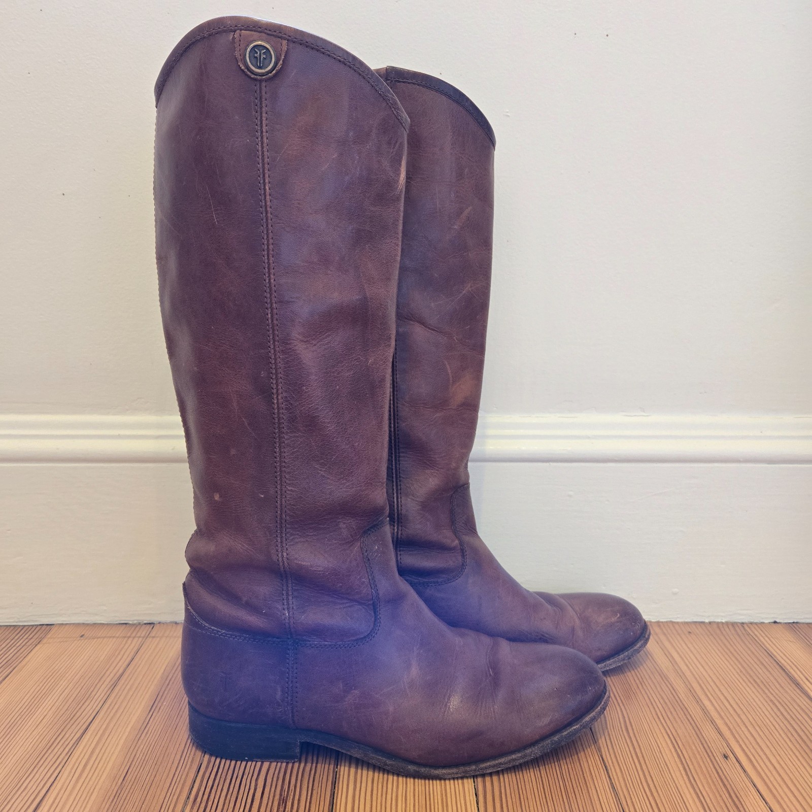 Frye Melissa Button Women’s 15.5″ Leather Tall Boots Cognac Size 9 Boho Chic
