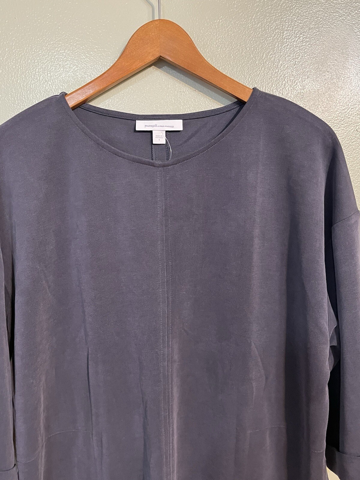 J Jill Womens Stone Washed Navy Blue Pullover Dress Pockets Comfy Soft S New