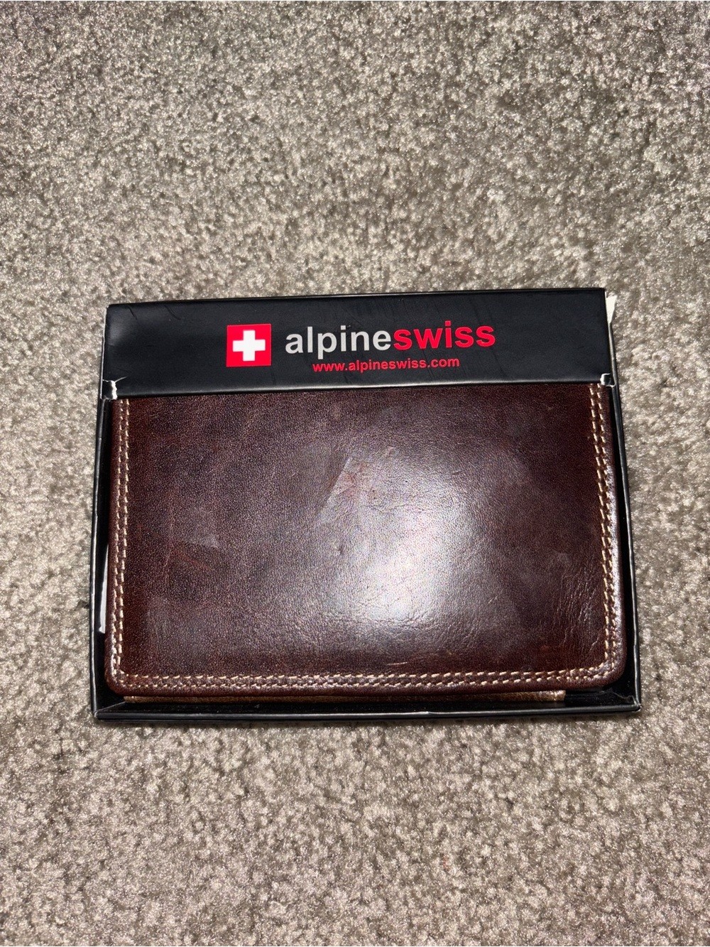 alpine swiss Brown Leather Mens Wallet Brand New