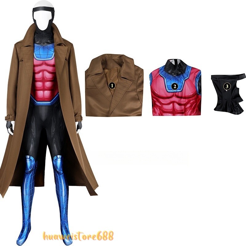 X-Men 97 Gambit Costume Remy Etienne LeBeau Cosplay Outfits Jumpsuit Halloween