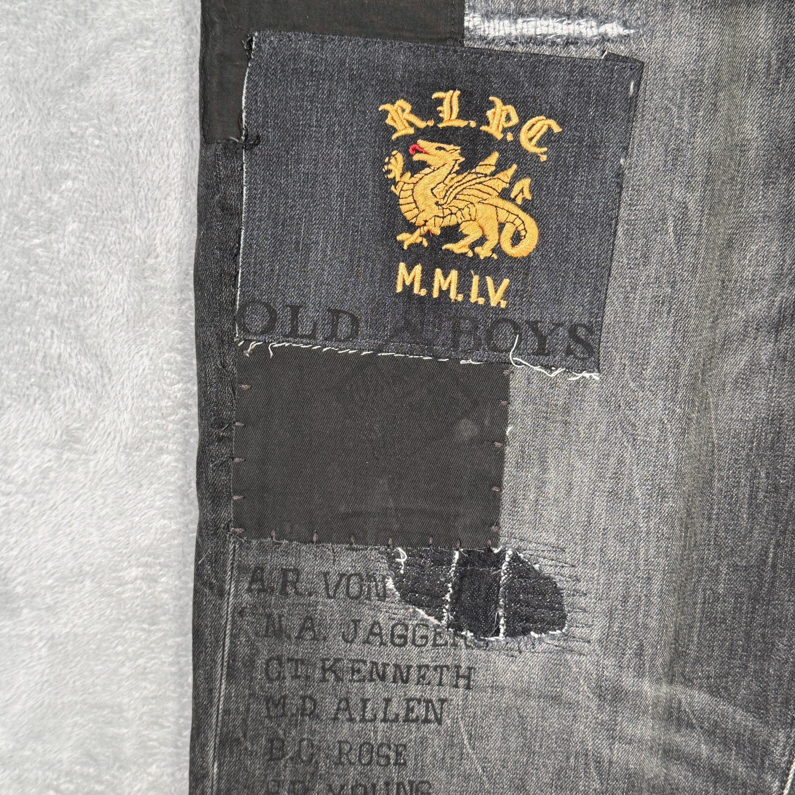 Ralph Lauren Jeans Mens 48×30 48B Black Denim Varick Graffiti Patchwork Skull