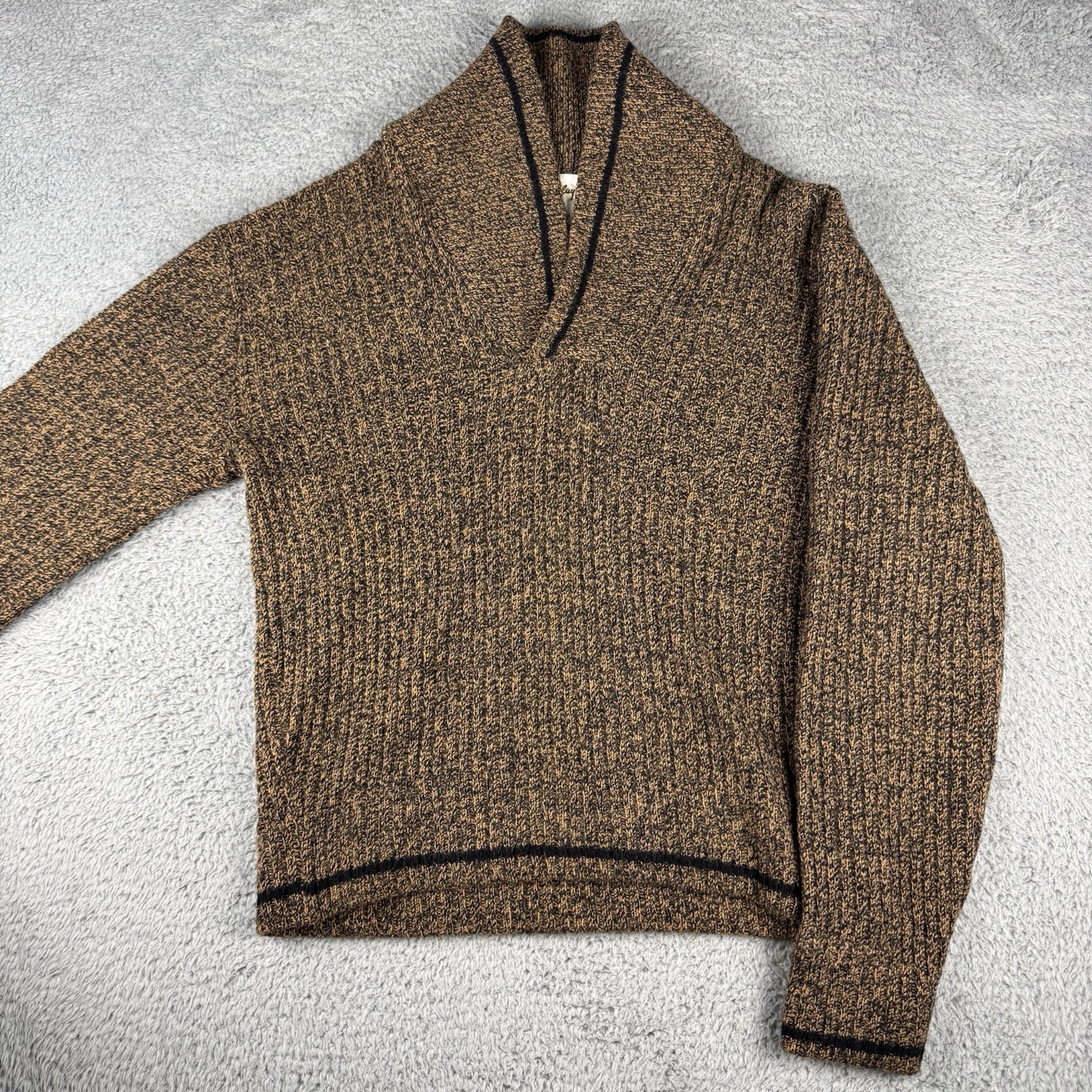 Vintage Womens Barclay Lambs Wool Sweater Black Orange Tan Knit Size Large 14-16