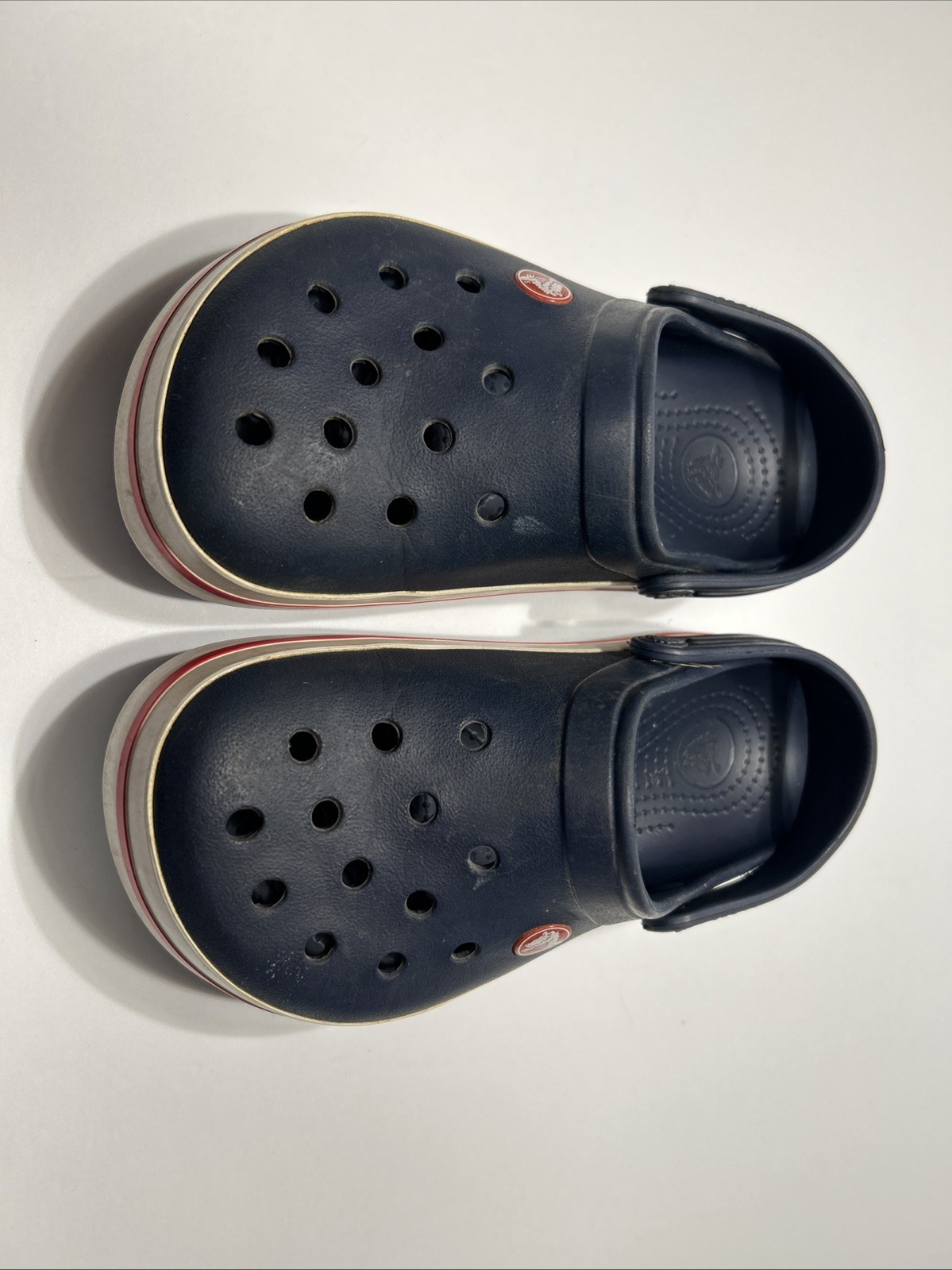 Crocs Crocband Navy, White, Red Clogs – Size M 4 / W 6