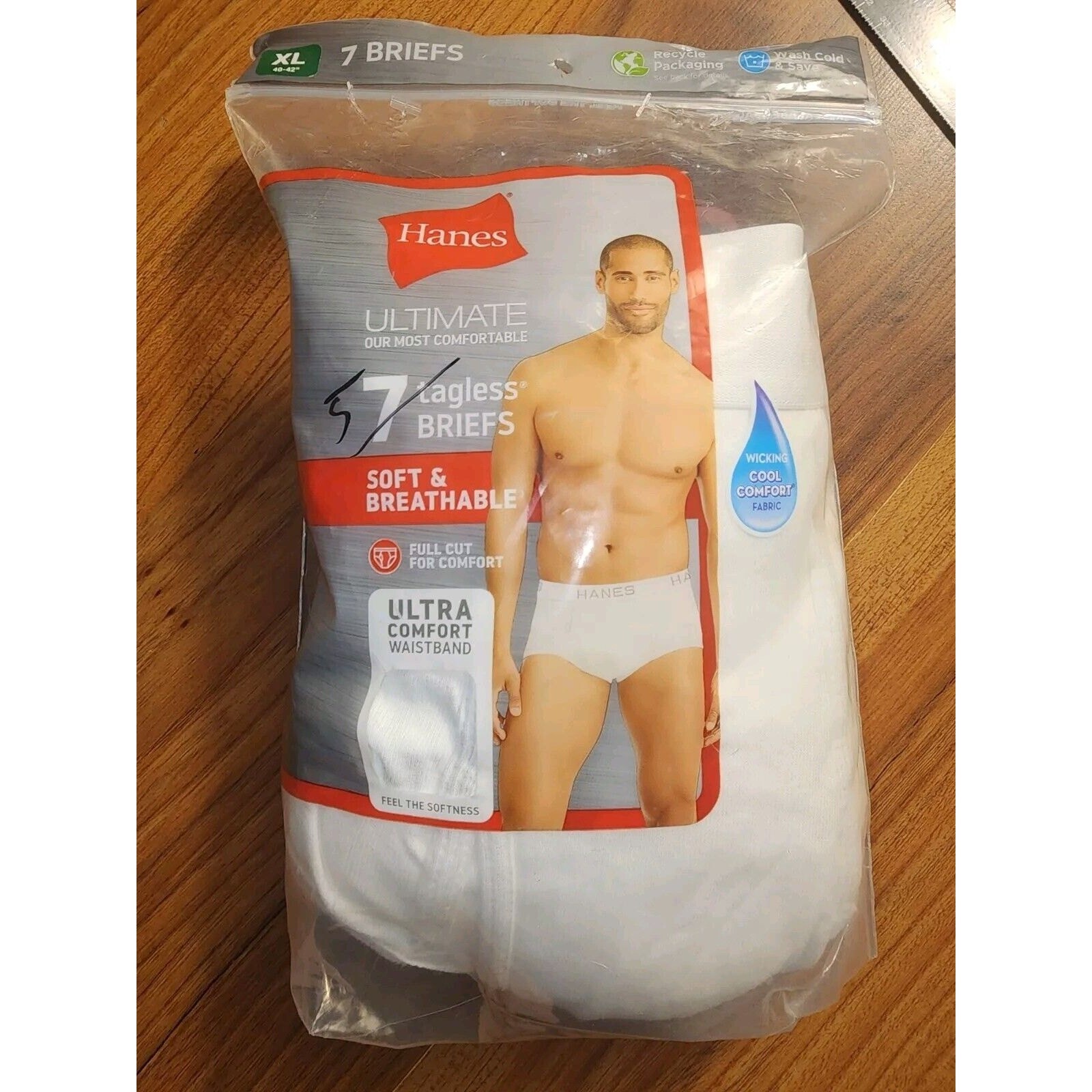 Hanes Briefs 5-Pack Men’s Tagless Underwear White ComfortSoft Waistband Sz XL