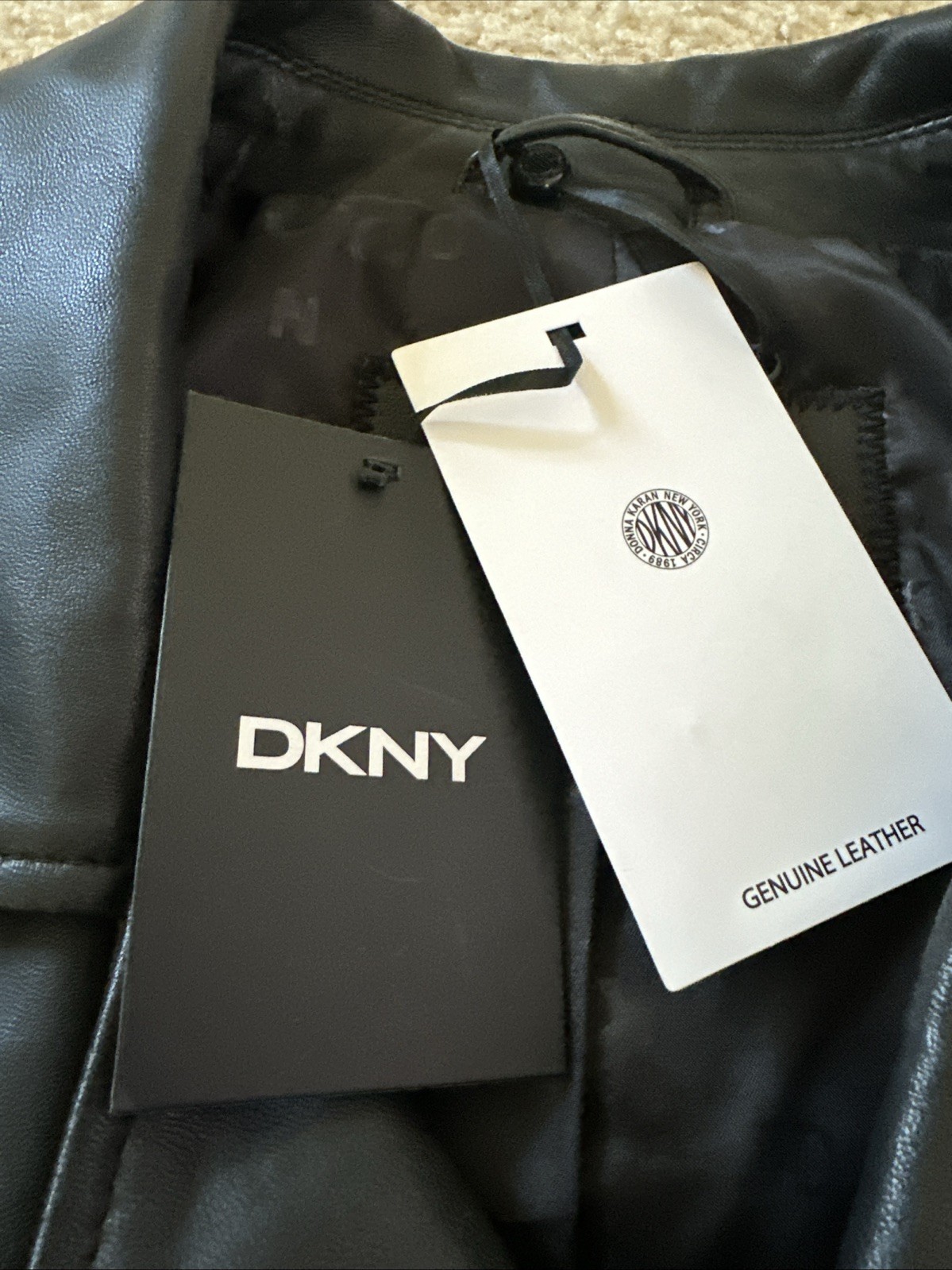 NWT DKNY Leather Moto Jacket W/Zippers. Size XL Comes In Original Plastic