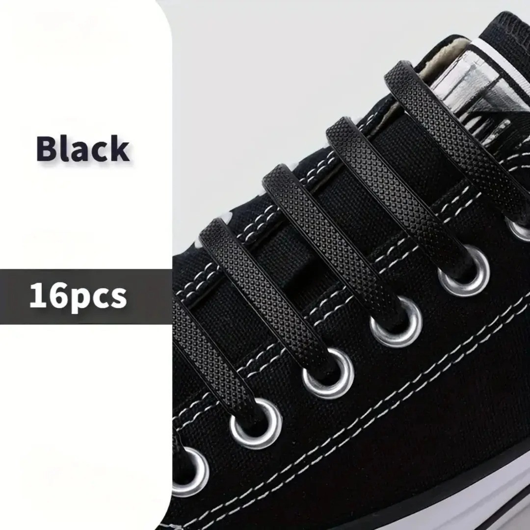 16pcs Elastic No Tie Shoelaces Silicone Stretch Rubber Bands Unisex Sneakers