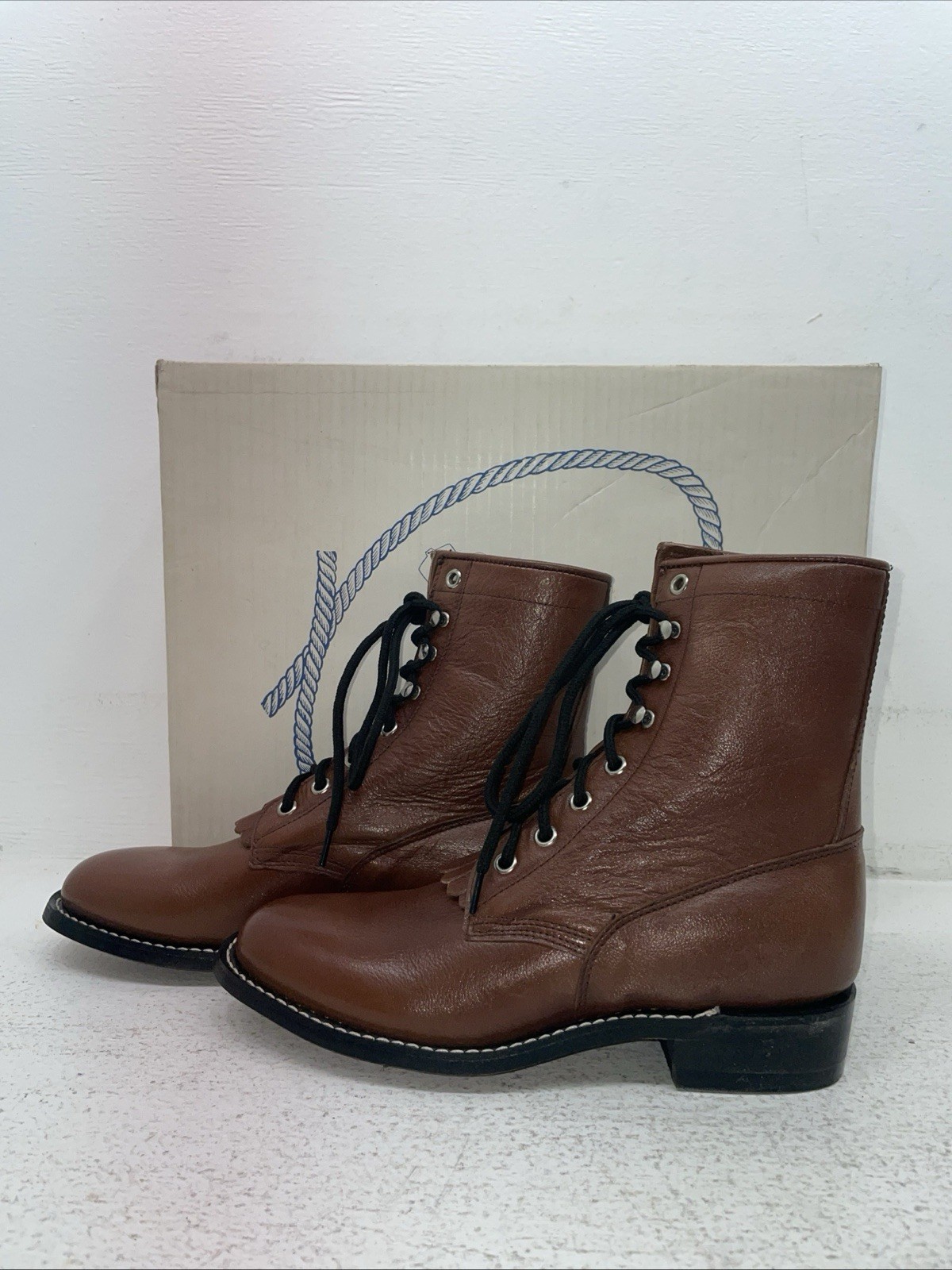 New Men’s Brown Lace Up A Jama Product Cowboy Boots. Y 5117 G 5. 2-59