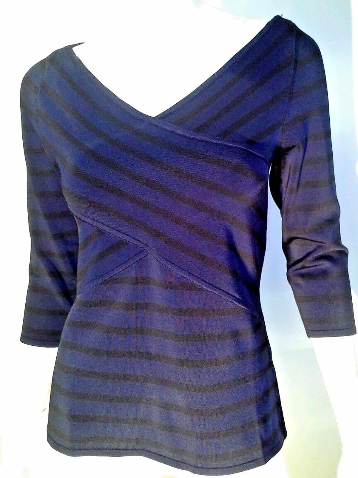 NWT WHITE HOUSE BLACK MARKET CROSSOVER STRIPE PULLOVER TOP SWEATER M
