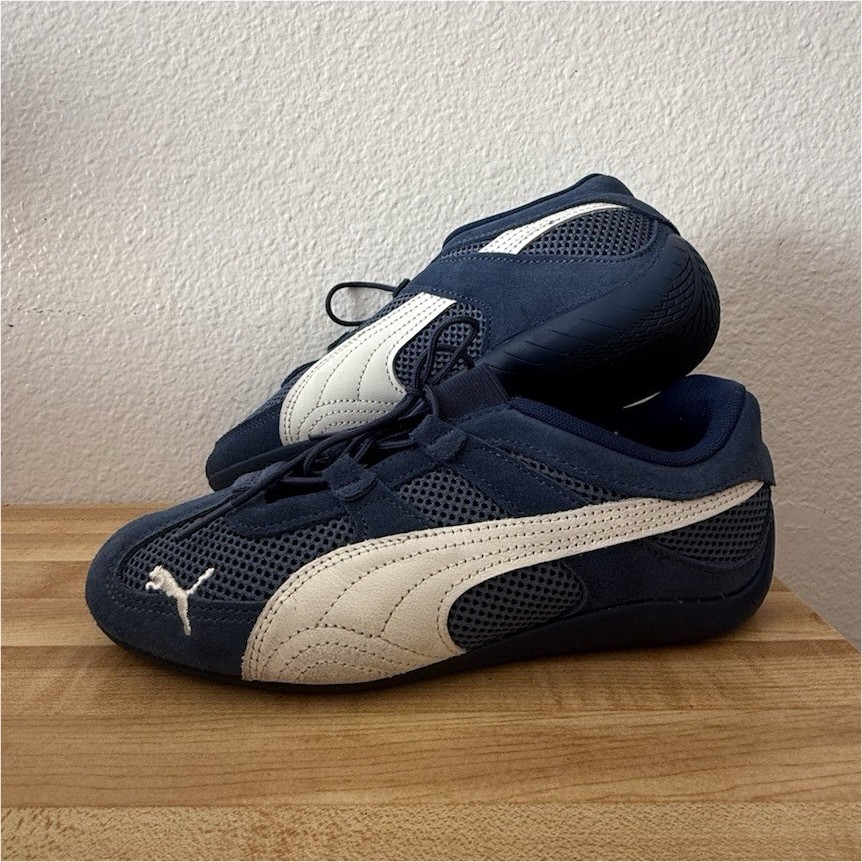 PUMA Speedcat Blue/White Suede Low Top Lace-Up Athletic Sneaker