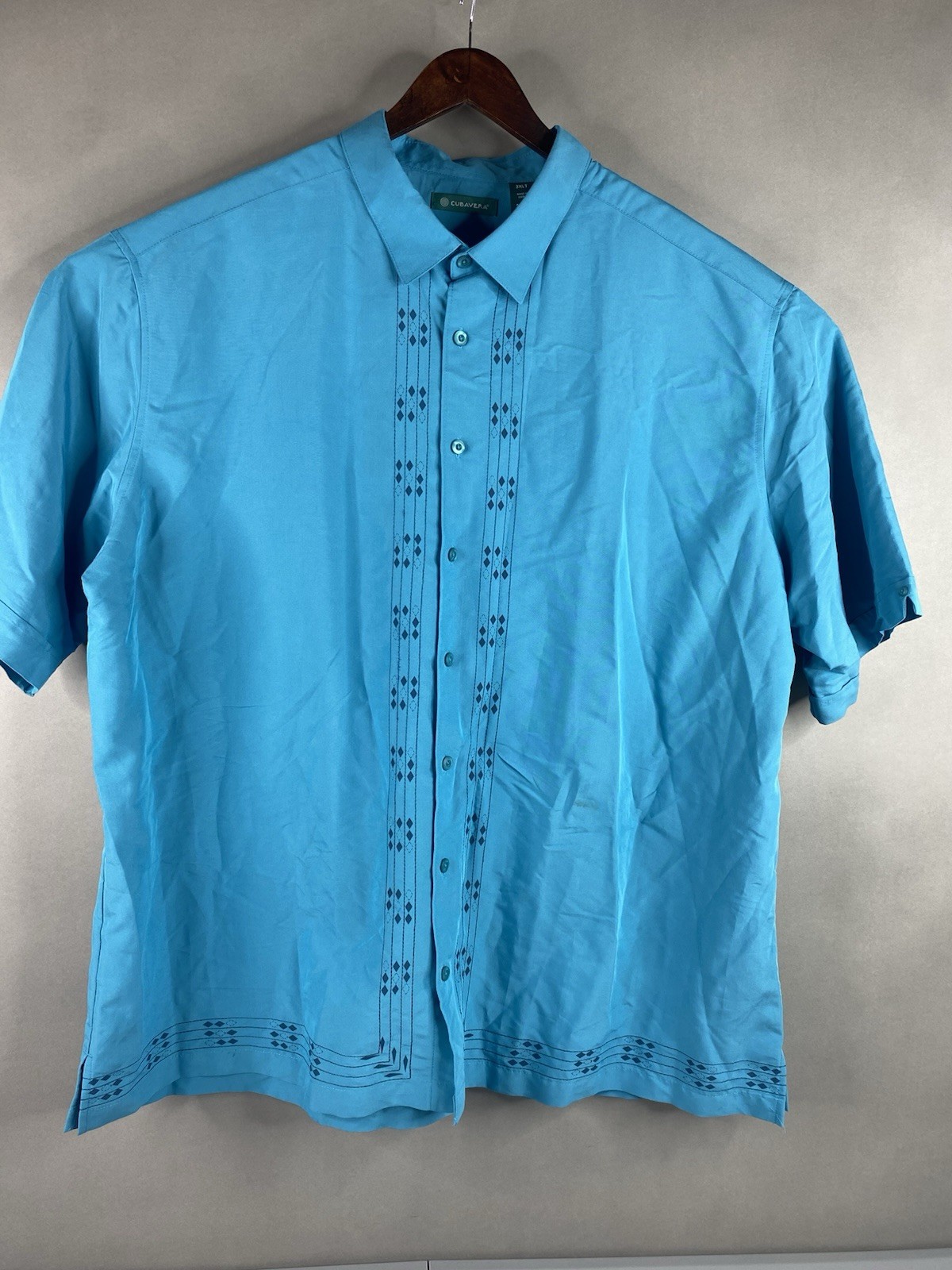 Cubavera Big & Tall Blue Moon Button Down Short Sleeve Collared Shirt Men’s 3XLT