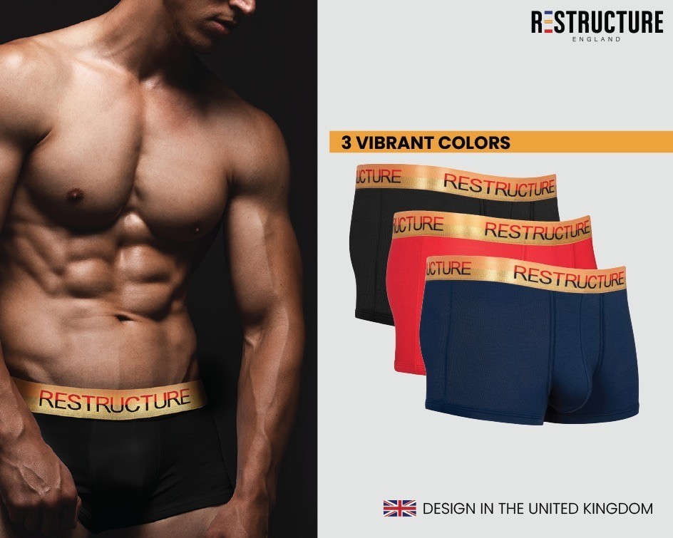 Organic Bamboo Mens Boxer Trunks 3 Pack Breathable Soft Underwear – Medium