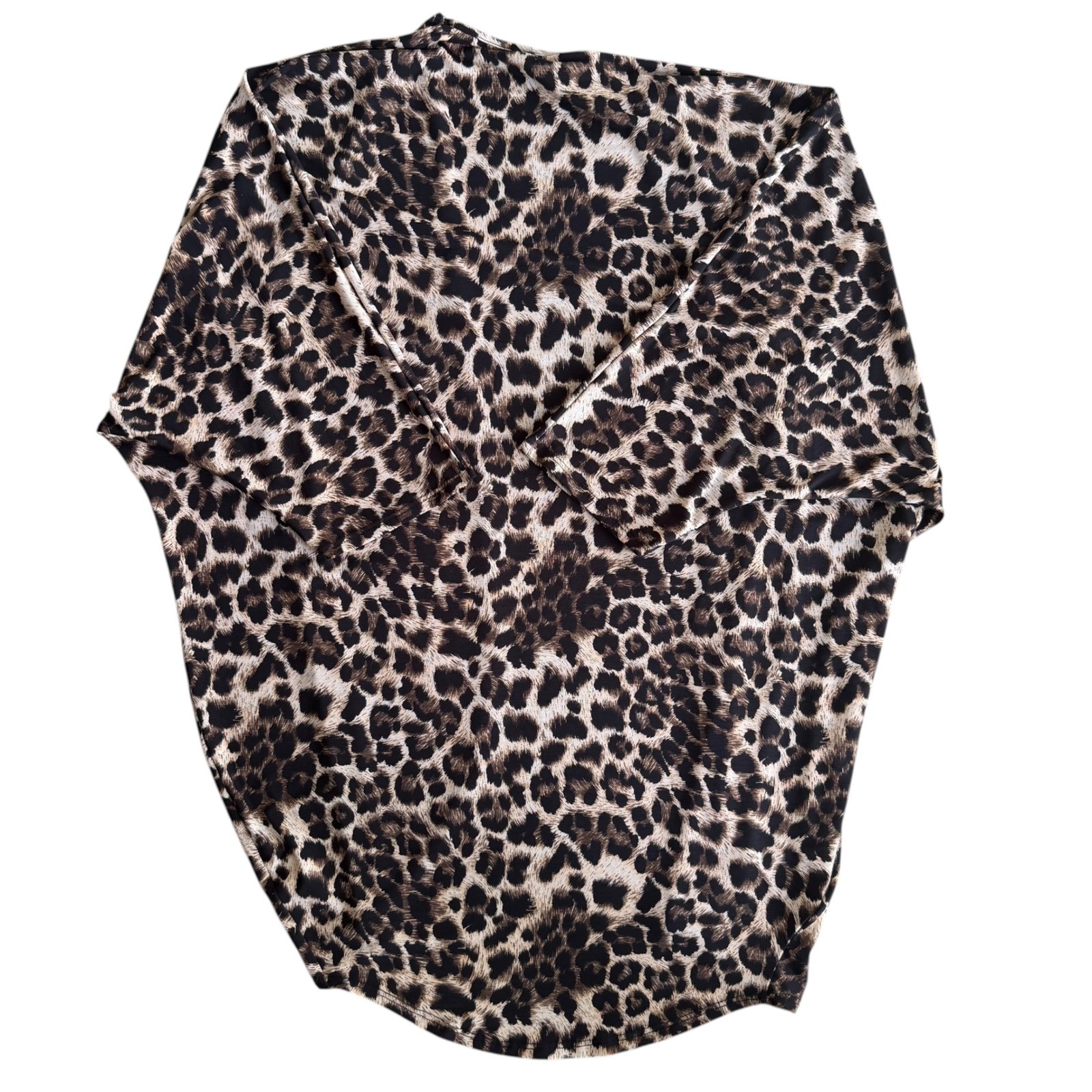 Lime n Chili Women L Brown Tan Leopard Print Open Front Kimono Cardigan Cover-up