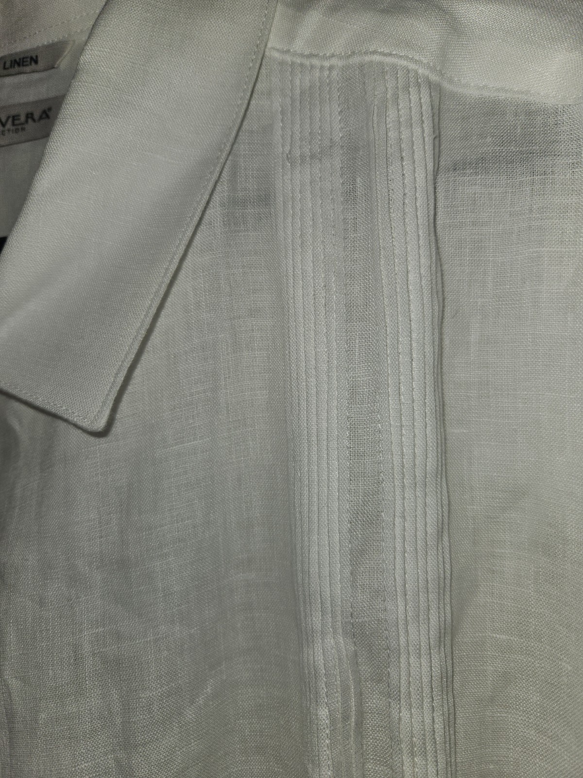 Cubavera Collection Linen White Solid Long Sleeve Dress Shirt 3X Big & Tall