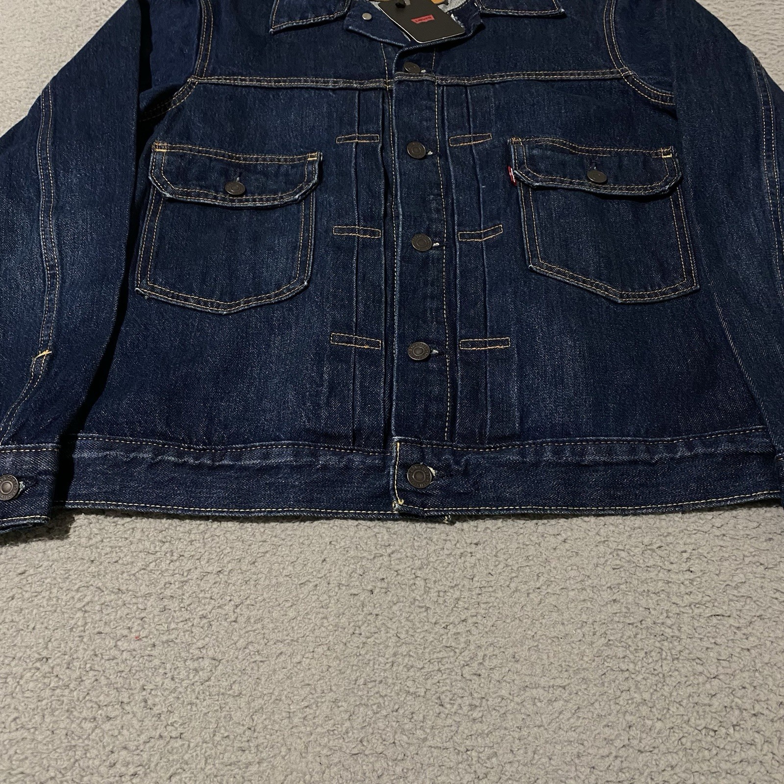 Levis Premium Type 2 Denim Jacket Mens Medium Blue Jean Relaxed Fit Trucker NEW